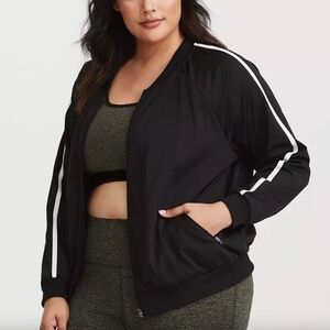 Torrid - Black Zip Front White Stripe Active Retro Track Jacket - 2X
